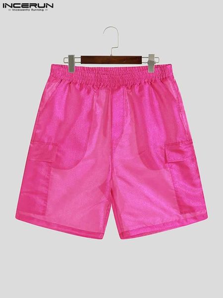 Herren Shorts Männer Shorts Mesh Transparent Solide Elastische Taille Sexy Glänzende Taschen Casual Männer Böden Sommer Mode Shorts SXL G230131