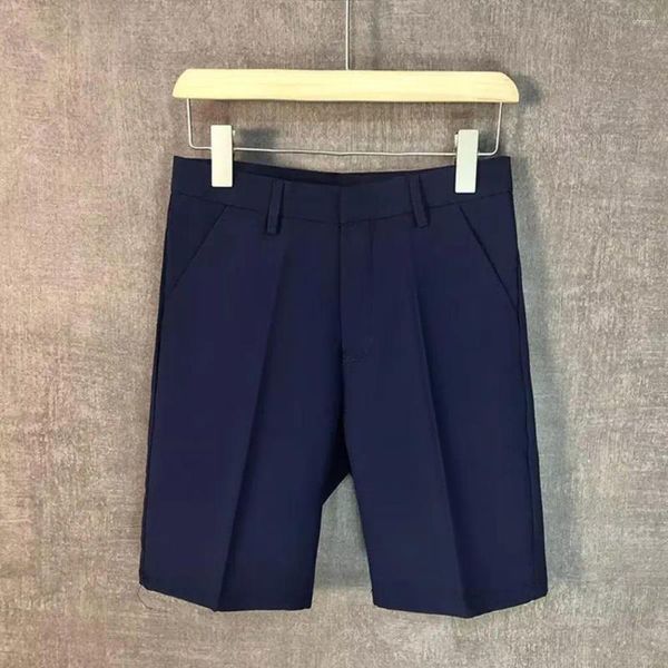 Shorts pour hommes Suit en couleur unie à ajustement direct avec une fermeture éclair à la jambe large pour le style de street-strewear décontracté