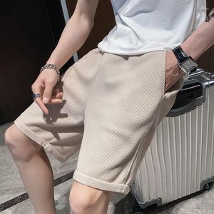 Shorts pour hommes hommes été décontracté à revers gaufré Surface mode coréenne Bermudas mâle court Homme Streetwear taille élastique