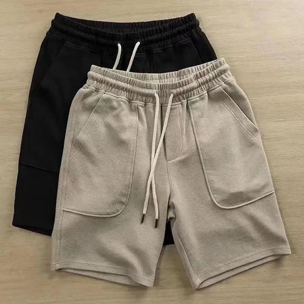 Shorts pour hommes hommes été taille élastique lâche mince pantalon court haute rue poches à cordon garder le refroidissement respirant plage