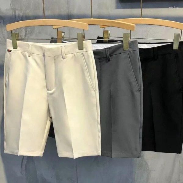 Pantalones Cortos para Hombres Hombres Moda De Verano Casual Estilo Coreano Bermudas Algodón Estiramiento Delgado Suelto Longitud De La Rodilla Pantalones Cortos Trabajo De Negocios Ropa De Playa
