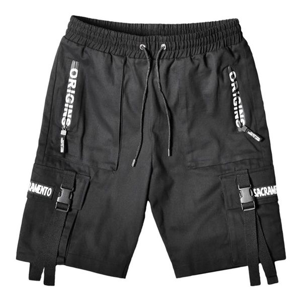 Pantalones cortos para hombre, cintas de verano para hombre, ropa informal estilo Hip Hop Cargo, pantalones cortos Punk Harajuku para hombre, Bermudas para hombre