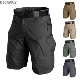 Heren shorts Men Urban Military Tactical Shorts Outdoor Outdoor waterdichte slijtvaste vrachtbroek snel droge droge multi-pocket plus size wandelbroek W0327