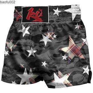 Heren shorts Men USA vlag Fighting Grappling shorts Black Camo Stars Hunter Flag Muay Thai Boxing Trunks W0224