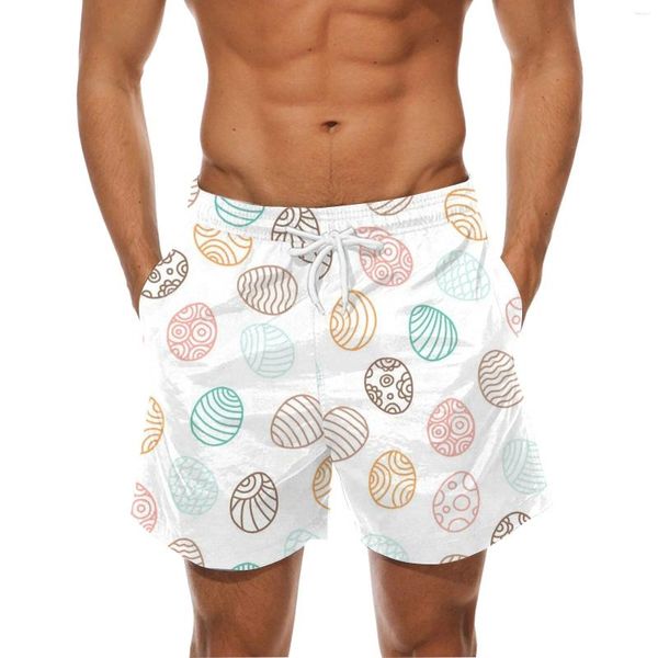 Shorts pour hommes Hommes 3D Oeufs de Pâques Impression Homme Maillot de bain de poche Hommes Trunks Swim Beach Pantalon court Jour Printemps Vêtements