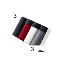 Shorts pour hommes Hommes 4pcs / ensemble hommes couleur unie ceinture élastique taille basse boxeurs coton caleçons y sous-vêtements modaux slips livraison directe DHc8E