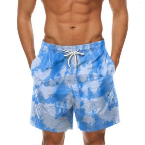 Pantalones cortos para hombres Pantalones de playa para hombre con bolsillos Primavera Verano Casual Impreso Deportes Lace Up Traje de baño para hombre Natación Ropa de playa