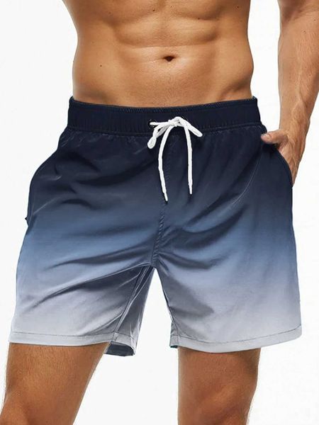 Shorts pour hommes shorts de plage de plage bloc de couleur gradient des hommes de natation des hommes brossés