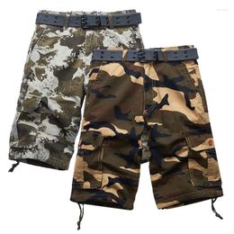 Herenshorts Cargo-katoenen baggy camouflage cropped broek met riem voor heren