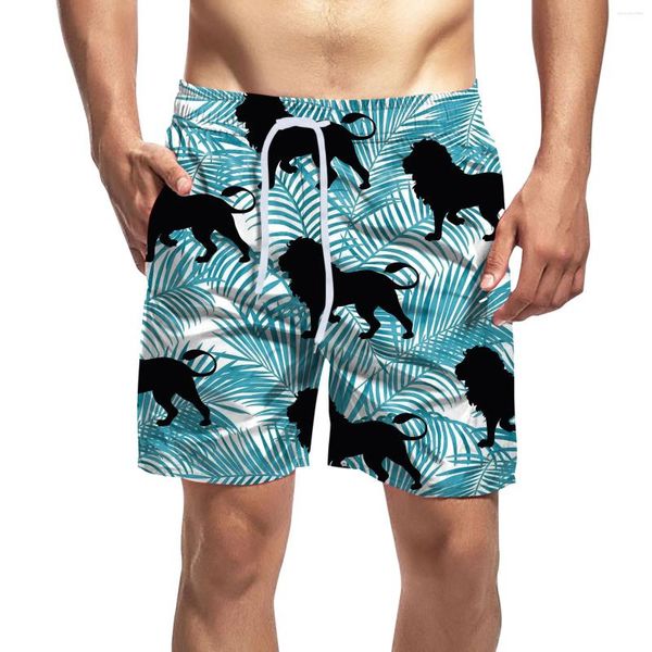 Pantalones cortos para hombres Tablero para hombre Moda Hawaiano Impresión Cordón Doble Bolsillo Pantalones Rodilla Troncos Verano Playa Traje de baño Hombre
