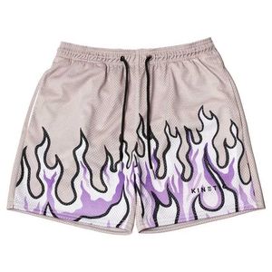 Shorts masculins pour hommes respirants shorts en filet de flamme 3d shorts de séchage rapide imprimés à la mode de basket de basket-ball coulant nouveau à chaud 20 Q240522
