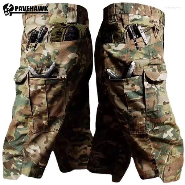 Shorts pour hommes Hommes Camouflage Cargo Séchage rapide Résistant à l'usure Pantalon d'entraînement imperméable à poches multiples Randonnée militaire Demi