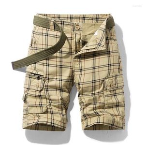 Pantalones cortos para hombres Cargo para hombre con múltiples bolsillos Ajuste relajado Cuadros de moda Impreso Trabajo Verano Casual Capris Pantalones al aire libre