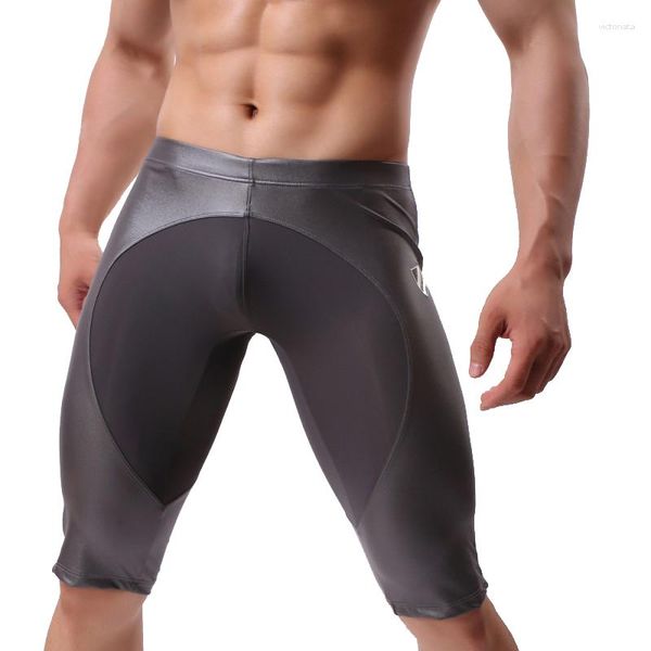 Pantalones cortos para hombre, informales, de piel sintética, con retazos, deportivos, para hombre, Fitness, gimnasio, correr, entrenamiento, ciclismo, Jogging, pantalones cortos