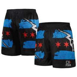 Heren shorts Heren Krijtlijn Zwart CM Punk Vlag Retro Summer Shorts 2024 Nieuwe kinderbroeken Oversized Mens Underwear Q240520