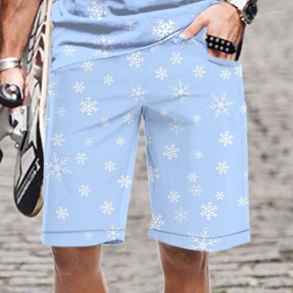 Pantalones cortos para hombres Ropa para hombre Patrón de copo de nieve Verano Secado rápido Hombre Traje de baño Divertido 3D Impreso Cintura elástica Playa Hombres / Mujeres Cool