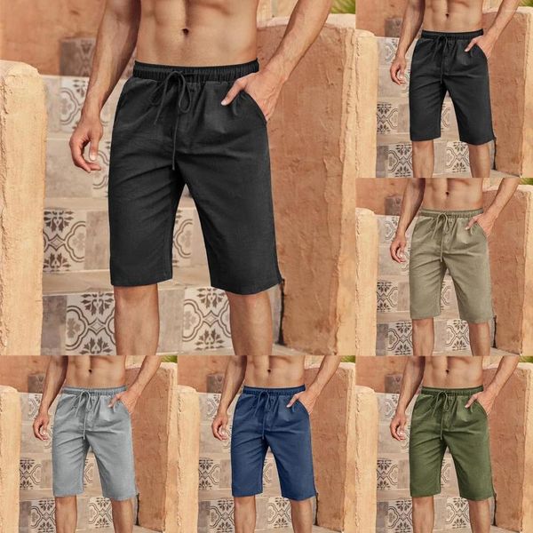 Shorts pour hommes Mens coton à lacets grande poche pantalons décontractés hommes spandex athlétisme porter nom marque pour cargo court