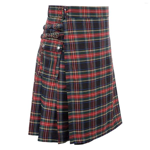 Shorts pour hommes Hommes Jupe gothique Vintage Punk Kendo Ecosse Kilt Mode Jupes de poche Vêtements décontractés Écossais Automne Streetwear