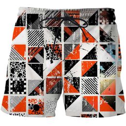 Shorts masculins Hipster 3D Modèle géométrique Impression d'été séchage rapide shorts de tableau 2023 Brand Mens Street Clothing Beach Board Shorts Q240520