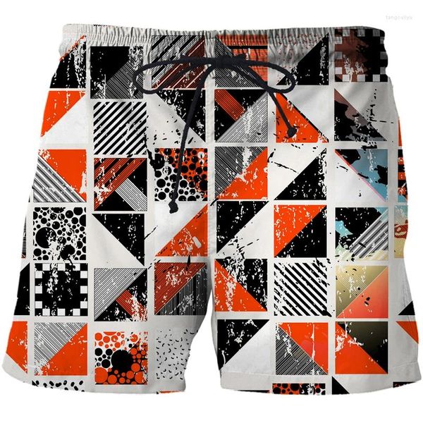 Hipster Hipster Hipster 3D Géométrique Modèle imprimé Summer Quick Dry Beach Board 2024 Brand Men Streetwear Boardshorts