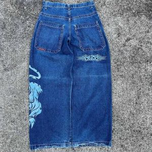 Shorts pour hommes Jeans pour hommes JNCO Jeans Y2K Harajuku Hip Hop Tiger Graphic gothique rétro bleu jean en sac pour enfants gothique taille haute pantalon largeC240402