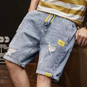 Shorts pour hommes Hommes en vrac cinq pièces Denim Shorts pantalon décontracté taille élastique trou Stretch mode coréenne Denim court PantsL2402