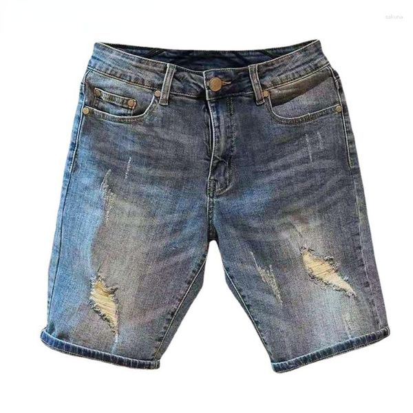 Shorts pour hommes Pantalons pour hommes Pantalons d'été Jeans Casual Denim Salopette Trou Hombre Fit Mâle 2023 Solide Vêtements de rue