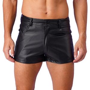 Mannen shorts heren lakleer paaldansen kleding clubwear latex skinny boxer zakken punk kofferbak rave festival party outfit