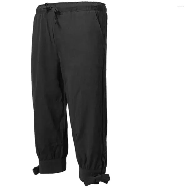 Pantalones cortos para hombres Pantalones piratas renacentistas medievales vikingos góticos hasta la rodilla algodón lino disfraz de halloween con cordones