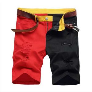 Heren shorts Heren gescheurd korte jeans 2022 Men Bermuda zomer nieuwe mode casual gat denim katoen shorts mannelijke merk kleding T240507