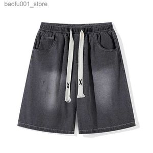 Shorts pour hommes Mens Running Board Black Denim Jogger 2024 Summer Casual Pantalon classique Q240329