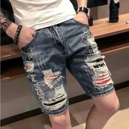 Pantanos cortos para hombres jeans cortos multicolor bermudas shorts de mezclilla para hombres nuevos cortes de lujo jorts holgados entrega gratuita a Harajuku J240407