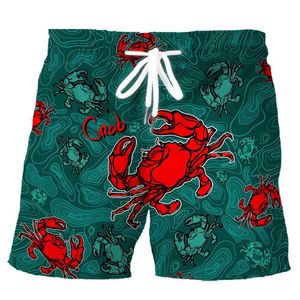 Shorts pour hommes Shorts pour hommes HX mode hommes Shorts rouge crabe dessin animé 3D imprimé conseil Shorts été loisirs sport pantalons hommes vêtements S-5XL expédition directeC240402