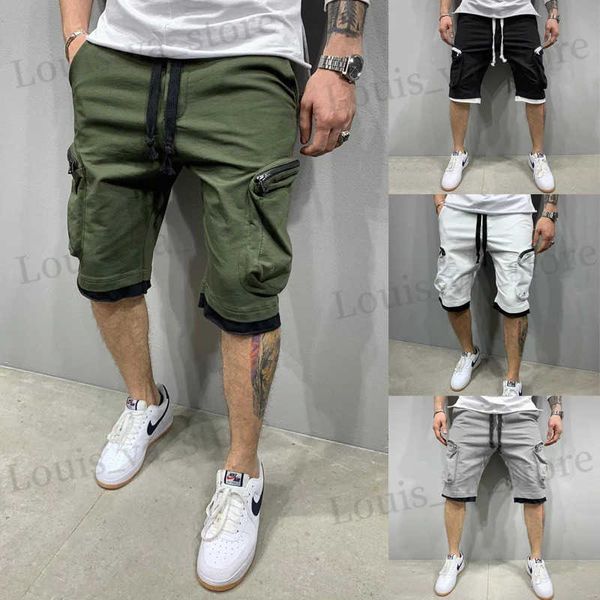 Shorts masculins shorts pour hommes Nouveaux pantalons décontractés en coton de coton à double poche à fermeture éclair zippé à g-hop sport pantalon à cinq points T240419