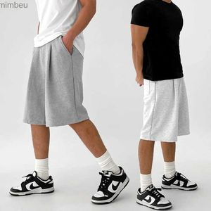 Heren shorts heren shorts zomer 100% katoenen zachte knie lengte shorts massief grijs op maat gemaakte lading kort hoogwaardige casual gym sportstammen 240227