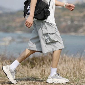 Heren shorts heren shorts Summer Cargo Shorts Fashion knie lengte Drawtring Men Shorts Black Work Shorts G230315