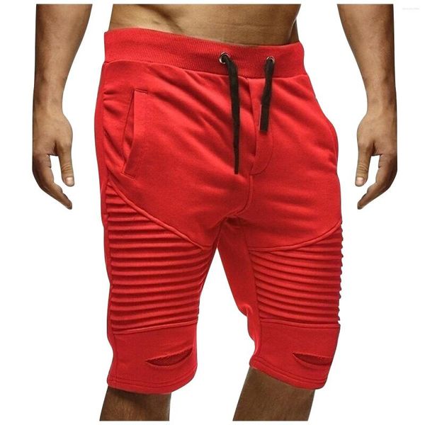 Short de sport pour hommes, en coton et lin, ample, décontracté, pyjama, poche, été, cordon de serrage plissé, coupe classique, 2024