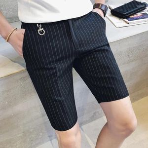 Shorts pour hommes hommes rayé style britannique décontracté mince cinq points pantalons de haute qualité mode vêtements costume court