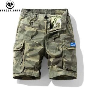 Heren shorts Heren Summer Casual Camouflage Comfortabele shorts Heren Elastische taille losse en rechte hoogwaardige ontwerphoens shorts Q240520