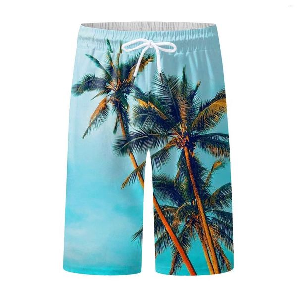 Pantalones cortos para hombre Pantalones de playa con cintura elástica y estampado digital 3D de verano para hombre hasta la rodilla