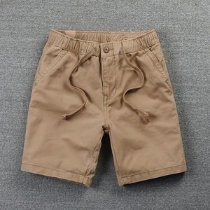 Shorts pour hommes d'été taille élastique décontracté pantalons à cordon de couleur unie