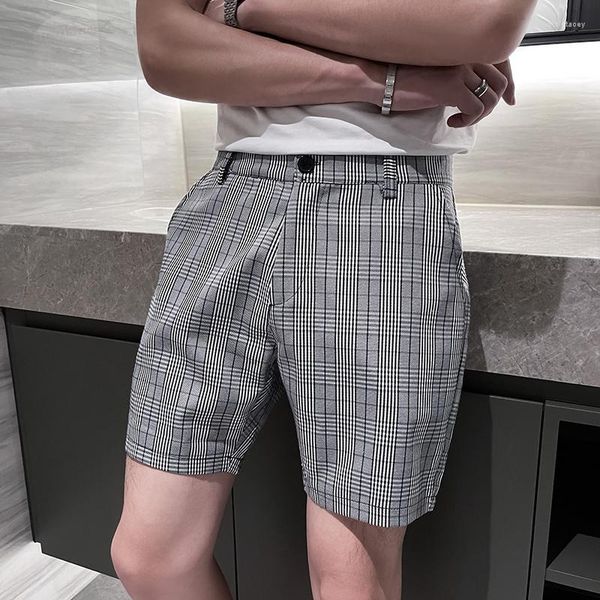 Pantalones cortos para hombre Versión coreana de verano para hombre Algodón de alta calidad Pata de gallo a cuadros Deportes para correr Pantalones cortos casuales Ropa