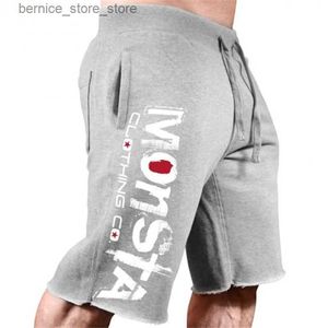 Heren shorts Heren Summer losse katoenen print Casual shorts Fitness workout Gym Kleding Jogging Sweatshorts Knielengte plus size kort Homme Q240529