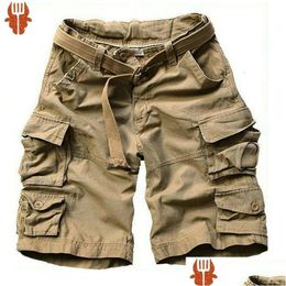 Heren shorts Heren Summer Mti-Pocket Camouflage Casual losse camo-knie-lengte lading met riem S-3XL 230531 drop levering kleding doek dhufs