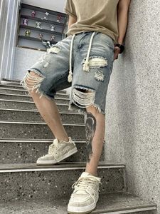 Shorts masculins pour hommes Summer Street Style Teye Design Design Shorts en jean avec une élasticité élevée et une longueur confortable du genou J0407