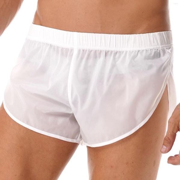 Pantanos cortos para hombres troncos de natación semitransparente sorts elastic waisand boxer rápido seco casual hombre becal