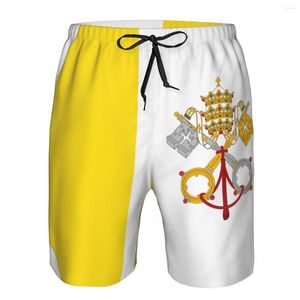 Pantalones cortos para hombre, traje de baño para hombre, bandera, mapa de la Ciudad del Vaticano, bañadores para hombre, traje de baño para hombre, ropa de playa, pantalones cortos, Bermudas, pantalones cortos