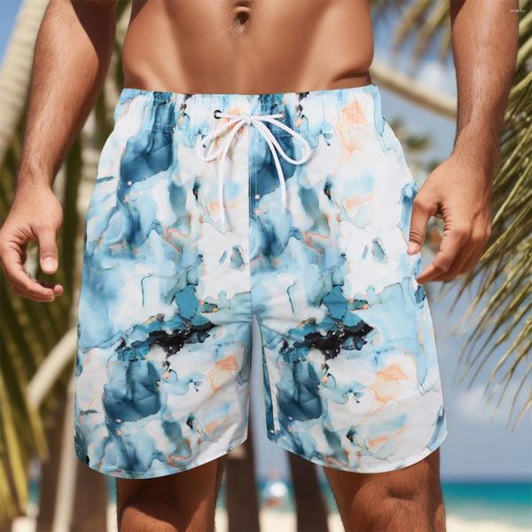 Shorts pour hommes Hommes Maillots de bain Mode Graffiti Imprimer Anti-rides Conseil Jeunes Tie-Dye Cordon de serrage Hawaiian Beachwear