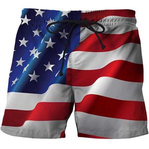 Shorts pour hommes shorts de maillot de bain masculin drapeau américain drapeau de surf 3d short plage de plage américain pantalon sportif de maillot de bain drapeau américain Q240520