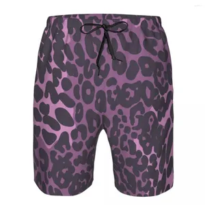 Shorts pour hommes Maillots de bain pour hommes Swim Short Trunk Purple Leopard Print Beach Board Natation Surffing